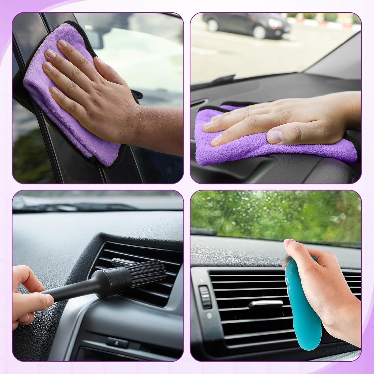 16-in-1 Car Cleaning Kit: Microfiber Pads & Detailing Brushes for Every Surface