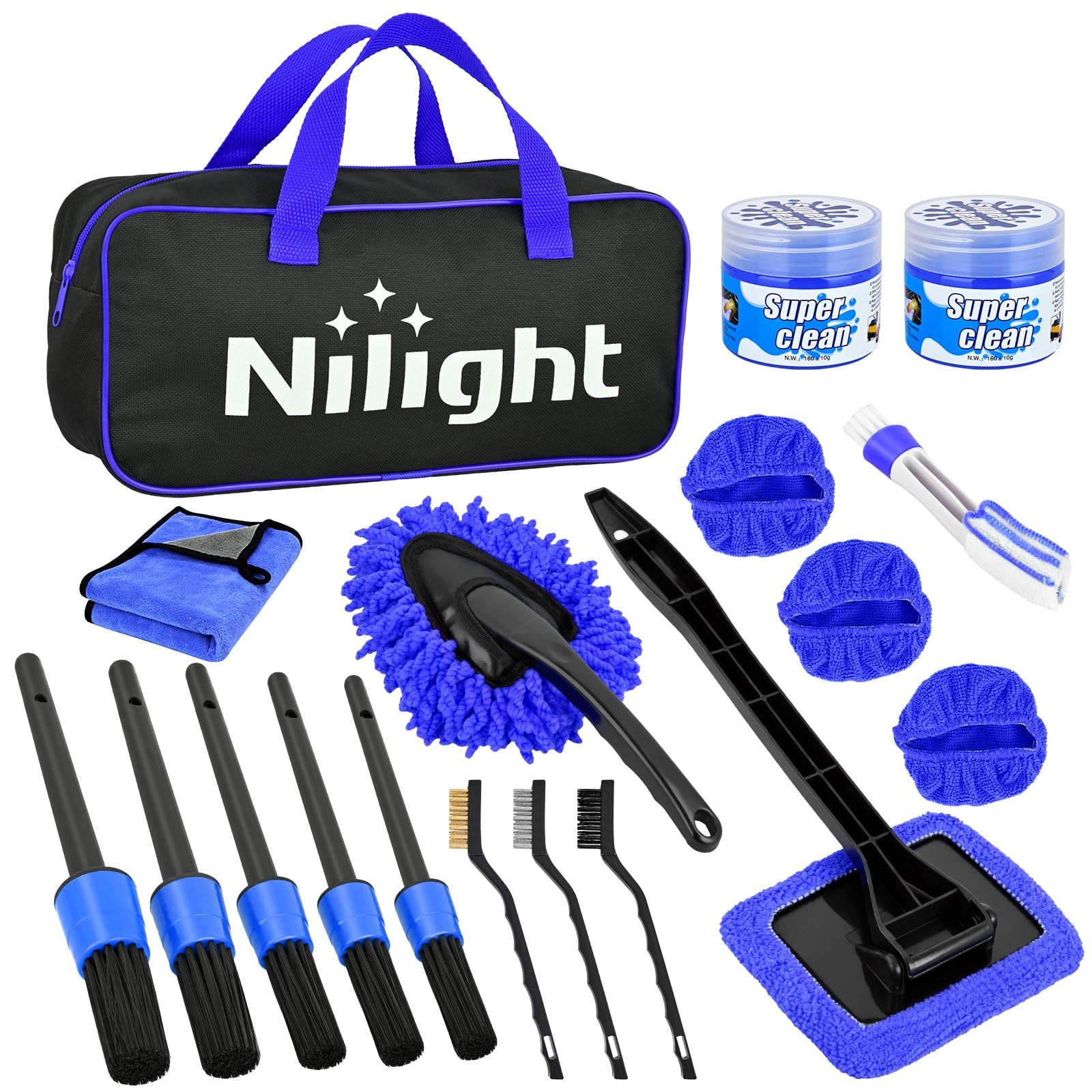 Nilight Car Detailing Kit Auto Cleaning Tools Wash Set with Storage 15/27/37/52