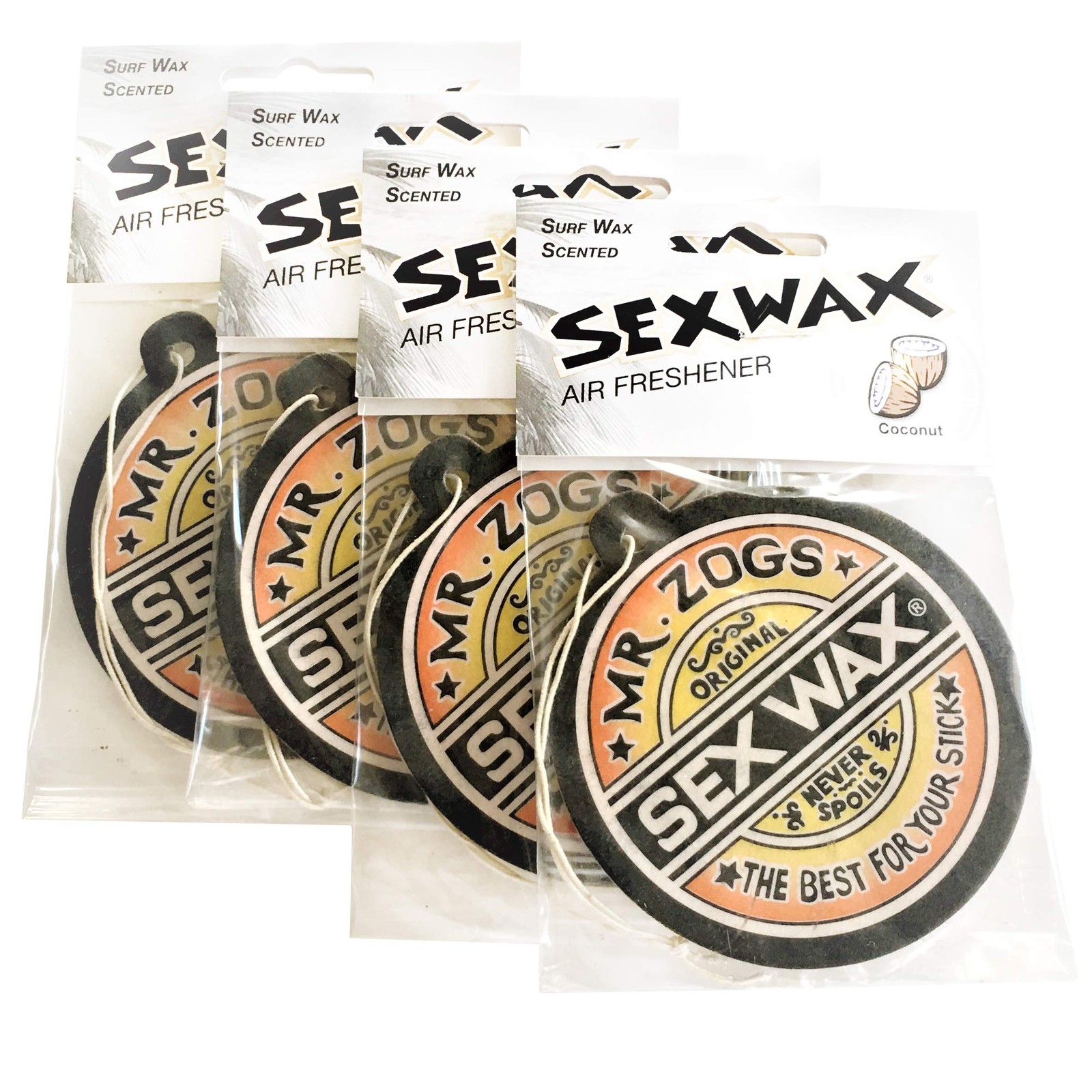 Sex Wax Coconut Air Fresheners: (4-Pack) 4 Count (Pack of 1),
