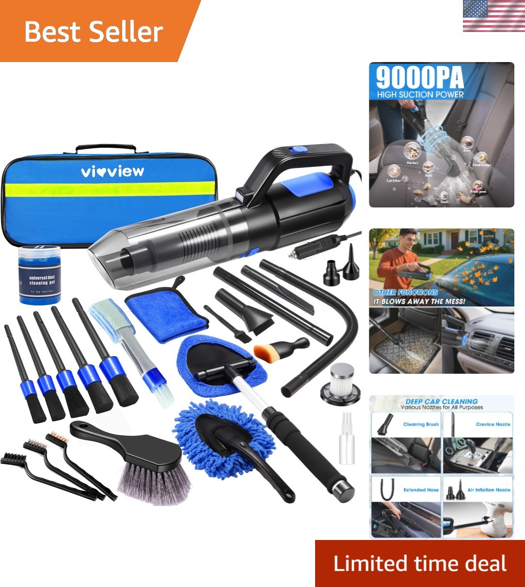 25PCS Car Cleaning Kit, Car Detailing Kit Interior with High Power Handheld V…