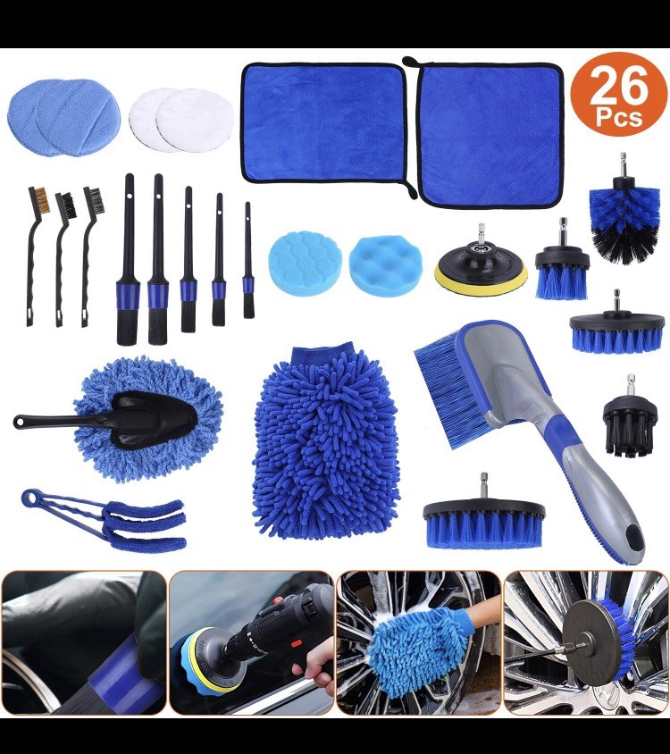 Professional Grade 26-Piece Complete Car Wash Kit: Cleaning Tools & Accessories