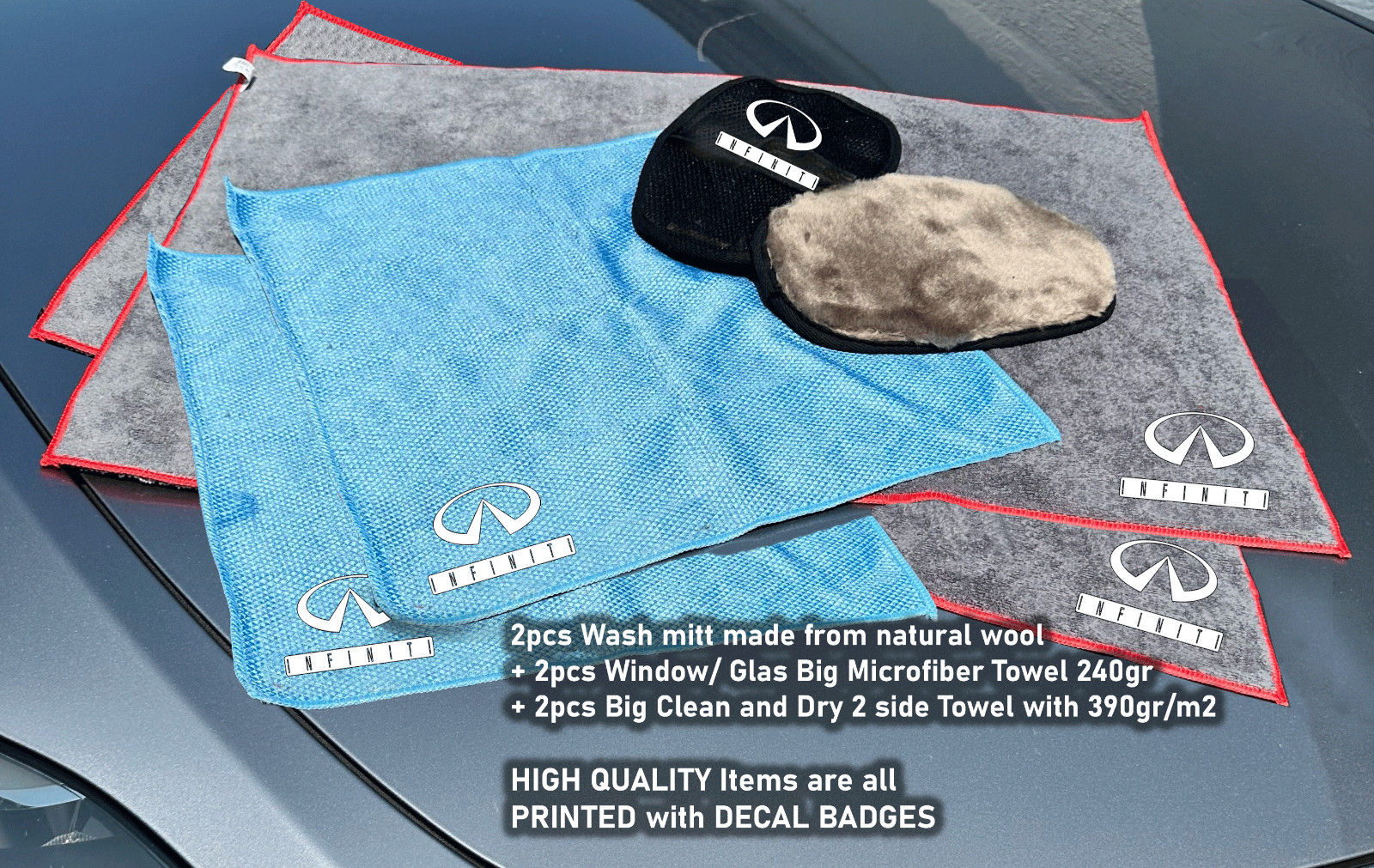 6Pack Car care Microfiber Detailing For Infiniti Wash Mitt dry Towel Cleaning