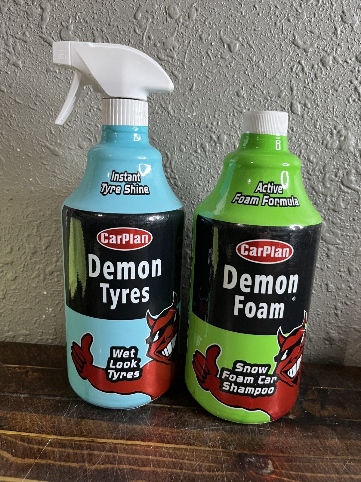2 Pack CarPlan Demon Tyres Tire Shine & Demon Foam Car Shampoo 1L
