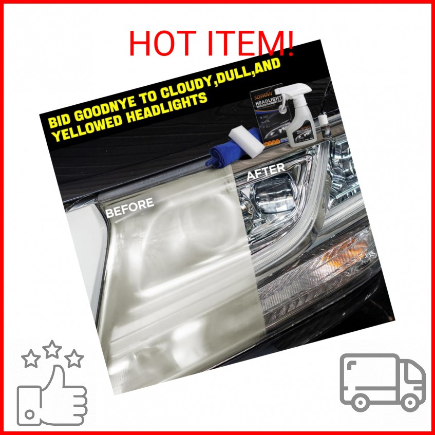 SOPAMI Automotive Headlight Restoration Kit Oxidized and Yellowed Automotive Hea