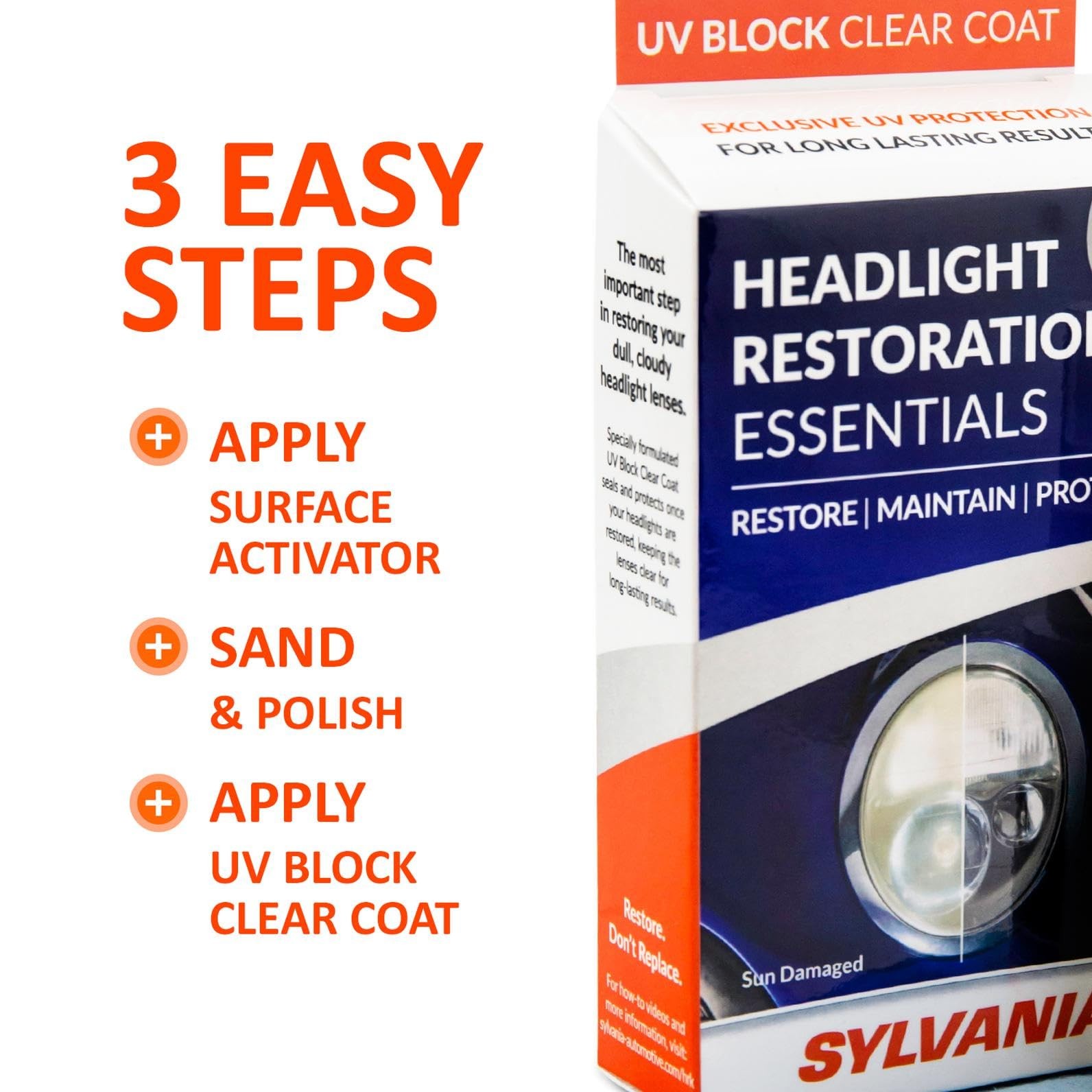 SYLVANIA – Headlight Restoration Essentials Kit – UV Block Clear 1 fl. oz
