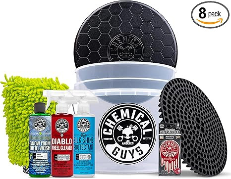 Chemical Guys – 8-Piece Arsenal Builder Car Wash Kit with Bucket, Dirt Trap,