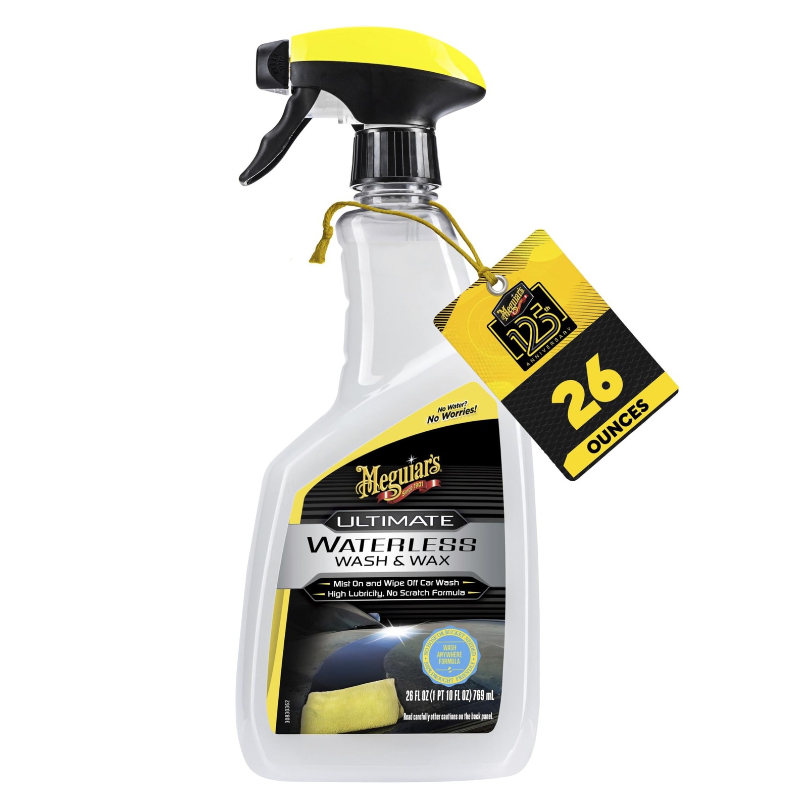 Meguiar’s Ultimate Waterless Wash & Wax, 2-in-1 Cleaner and Protection to, 26 Oz