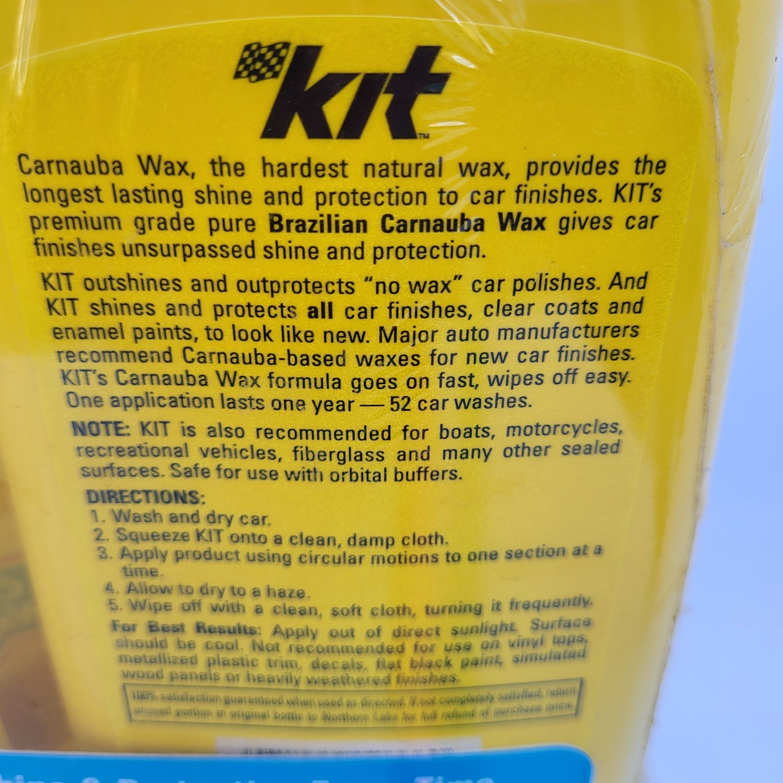 Kit Carnauba Liquid Car Wax & Carnauba Wash-Wax Long Lasting Shine Set 2 Bottles