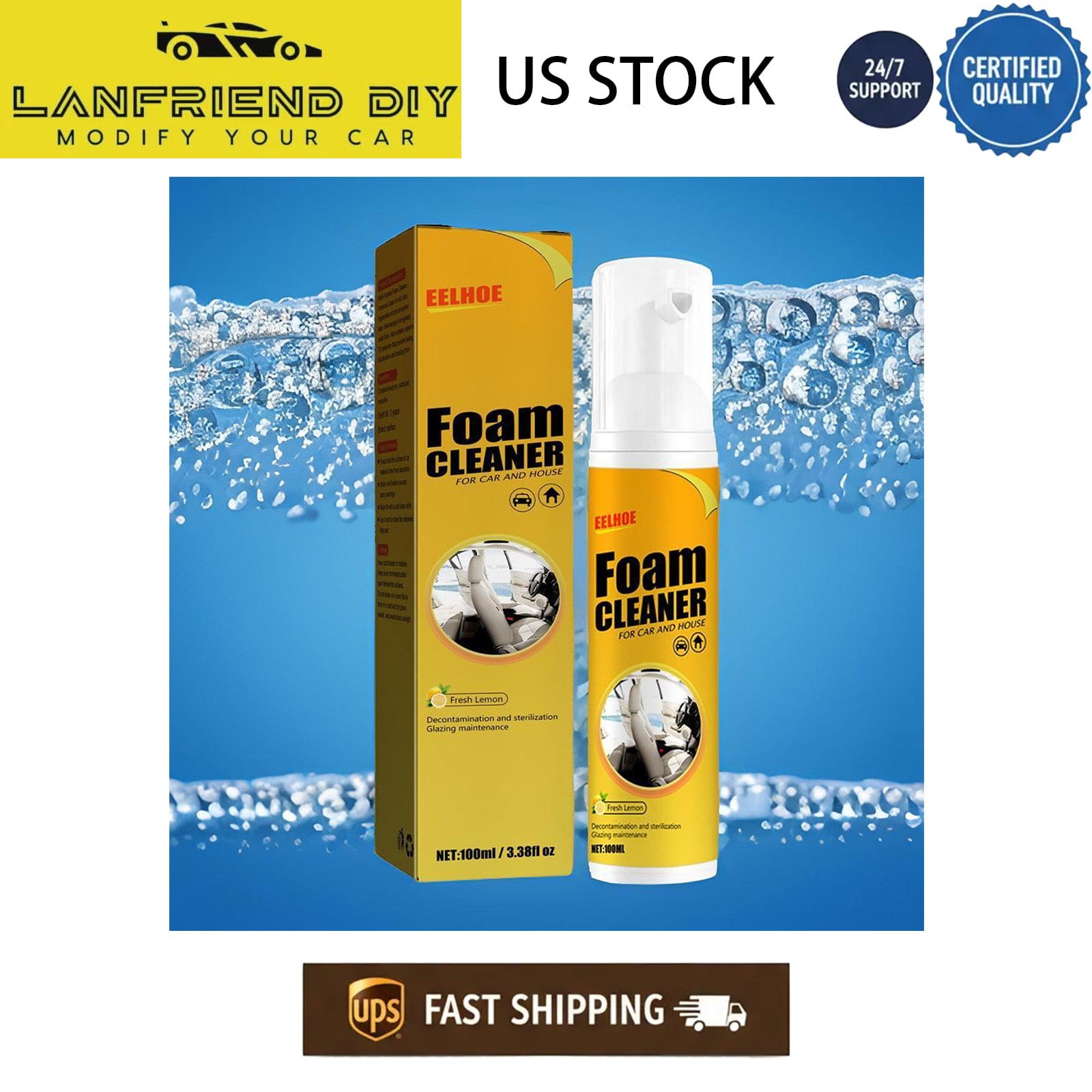 Auto Foam Cleaner For Interior Surfaces Removes Stains Decontamination Cleaner