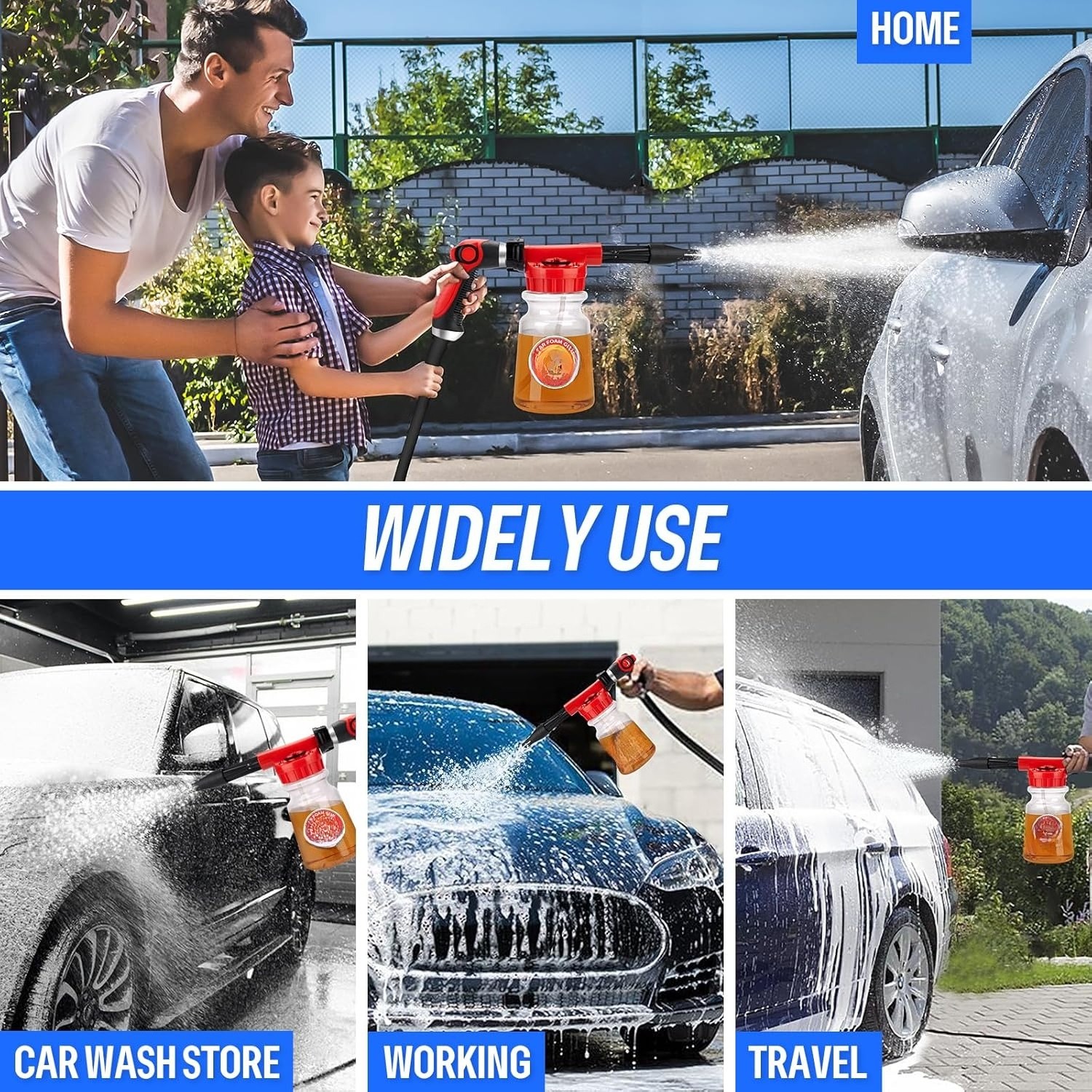 16 IN 1 Car Wash Foam Gun, Foam Cannon, Adjustable Hose Wash Sprayer with 2.5