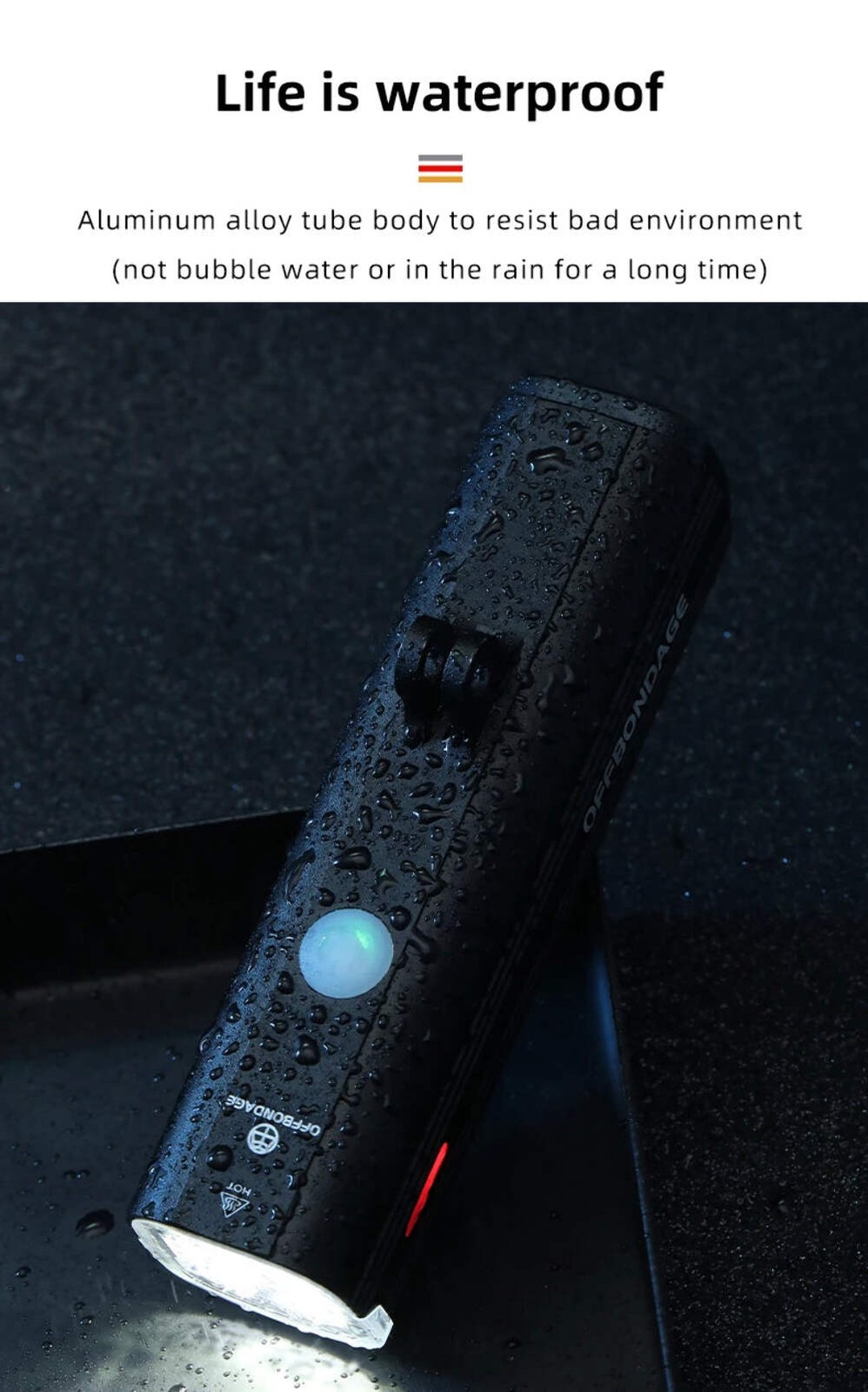 OFFBONDAGE Bike Front Light Rainproof USB Rechargeable Bicycle 1000LM