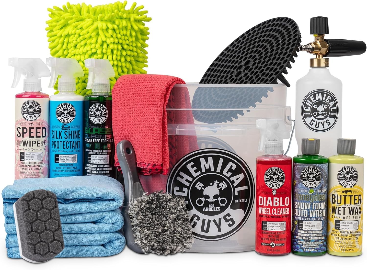 HOL169 16-Piece Arsenal Builder Car Wash Kit with Foam Cannon, Bucket and (6) 16
