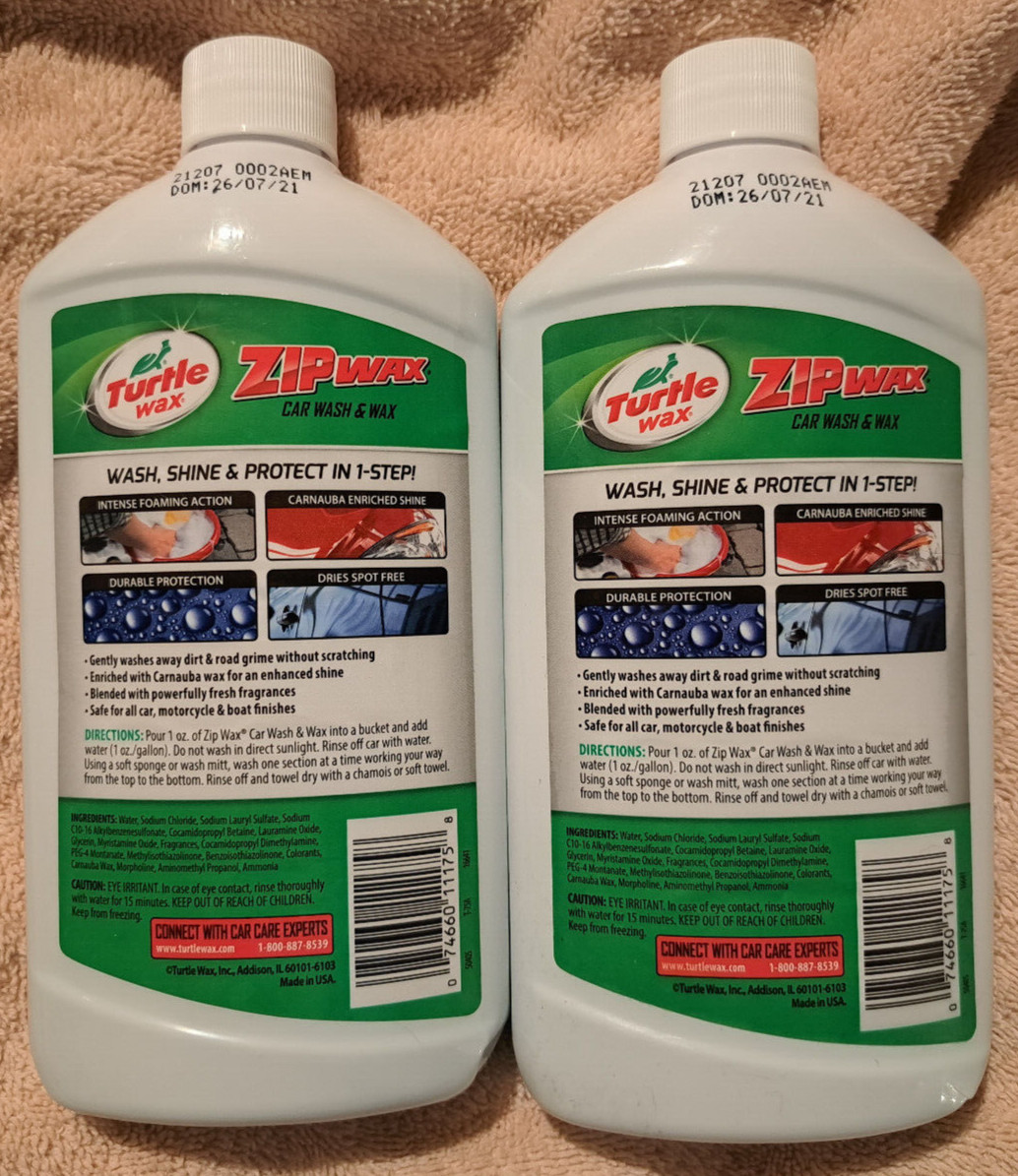 (2-Pk) Turtle Wax Quick and Easy Zip Wax Car Wash 16 oz