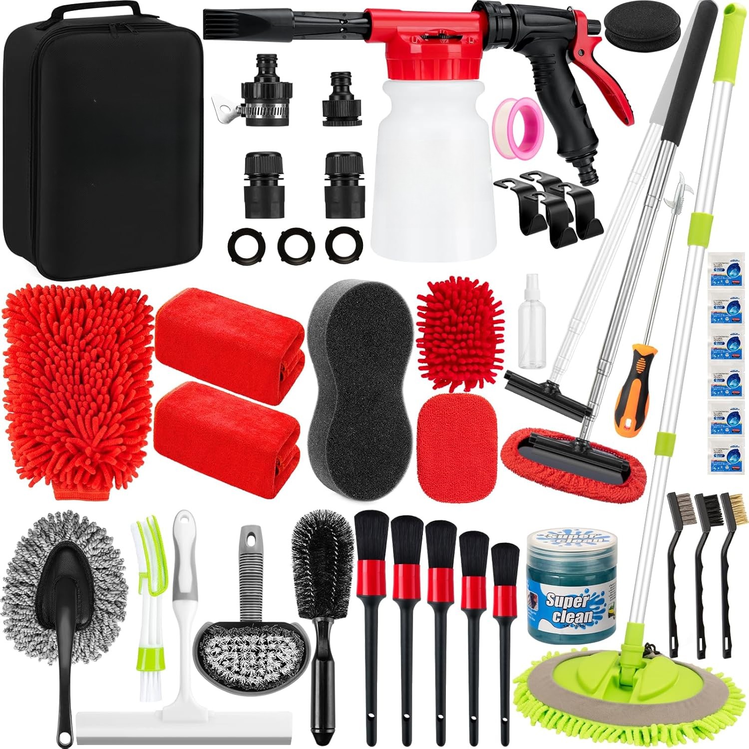40Pcs Car Wash Cleaning Kit with Foam Gun Sprayer Car Wash Mop Cleaning Tools