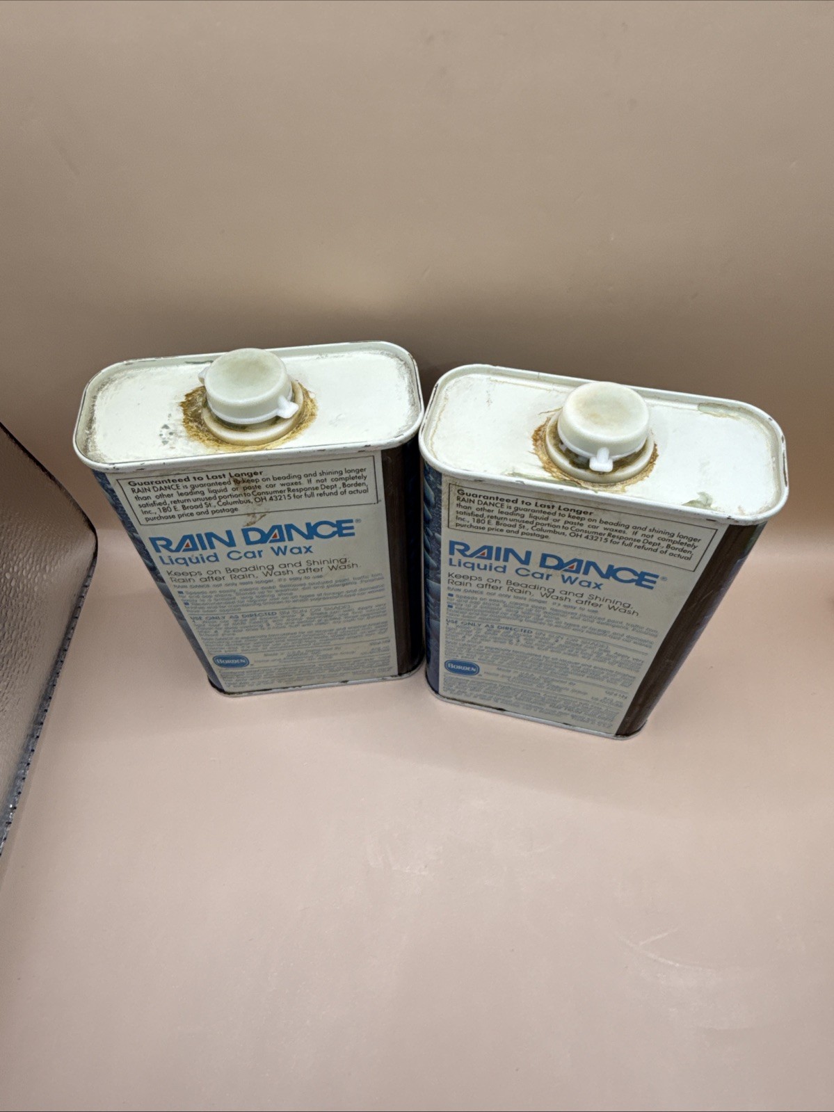 Vintage Original RAIN DANCE Liquid Car Wax 16 Oz Can NOS Borden 80s USA 50% Each