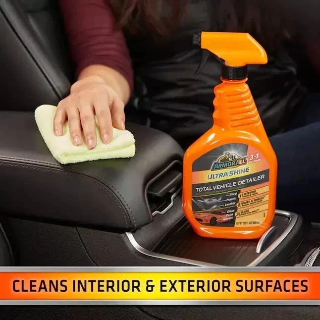 Armor All 3in1 Ultra Shine Detailer 22oz Car Cleaner Spray Wax Protect 2 Bottles