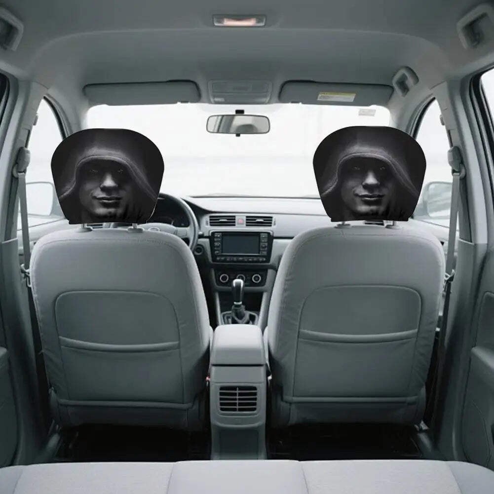 1 Pair High quality Universal Fit Car Headrest Covers Funny Mysterious Printed