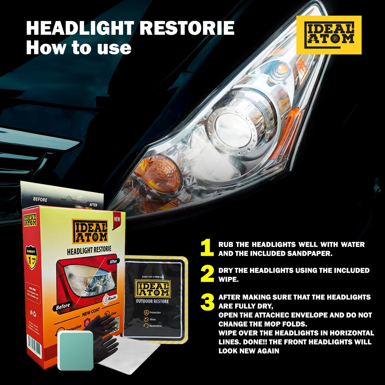 IDEAL ATOM Headlight Restore Car Cleaning Kits