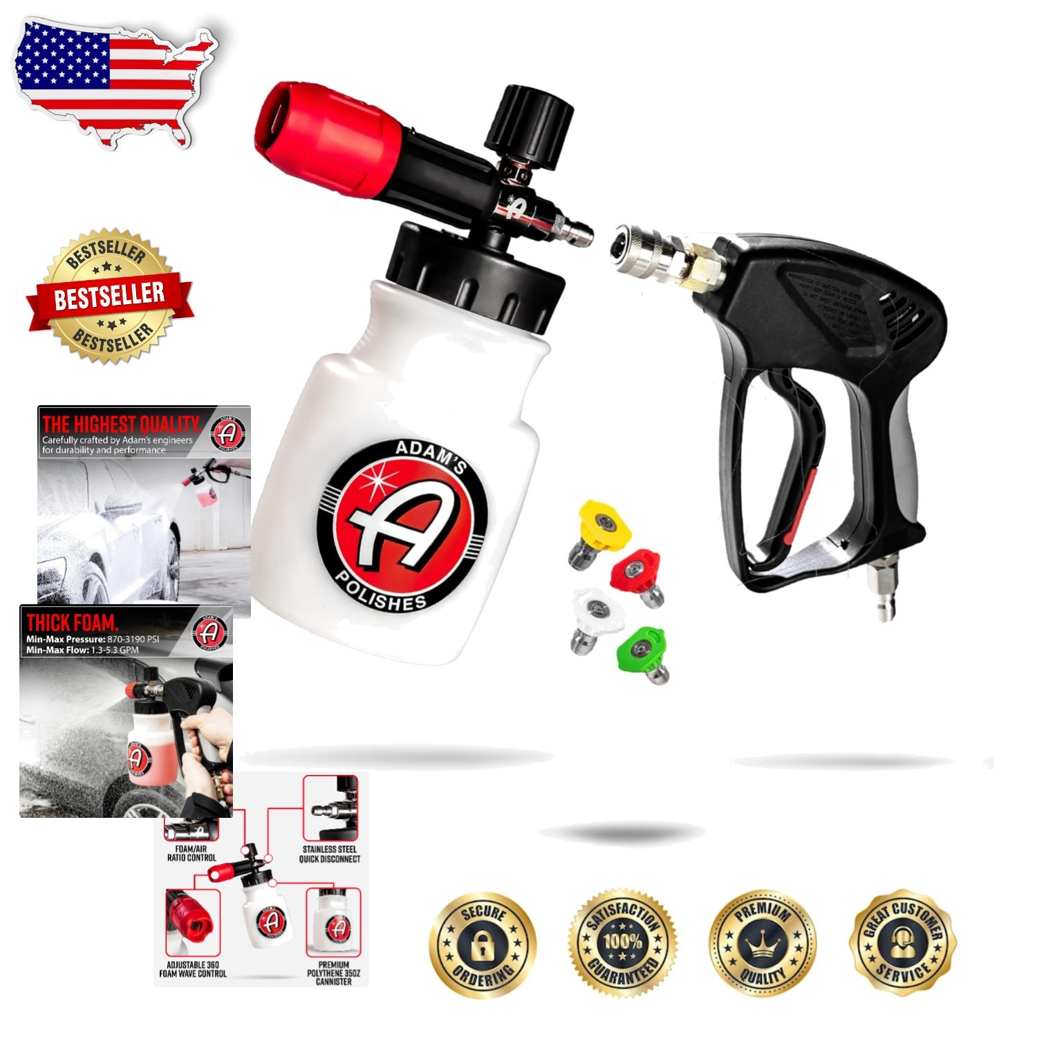 Foam Cannon Car Wash Sprayer – Stainless Steel Pressure Washer