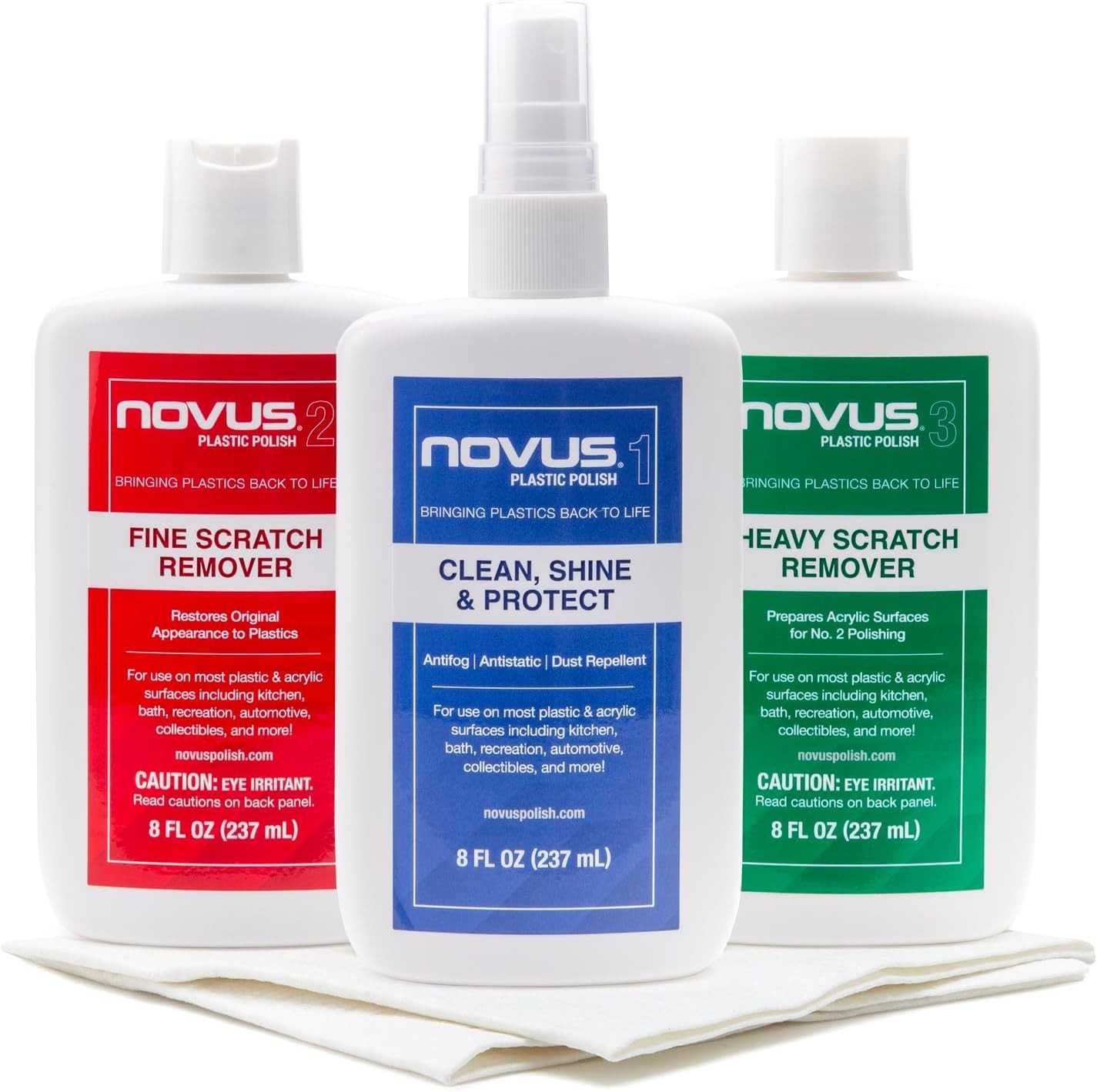 Complete Plastic Care Kit 8 Ounce Heavy Fine Scratch Remover Polish Towels
