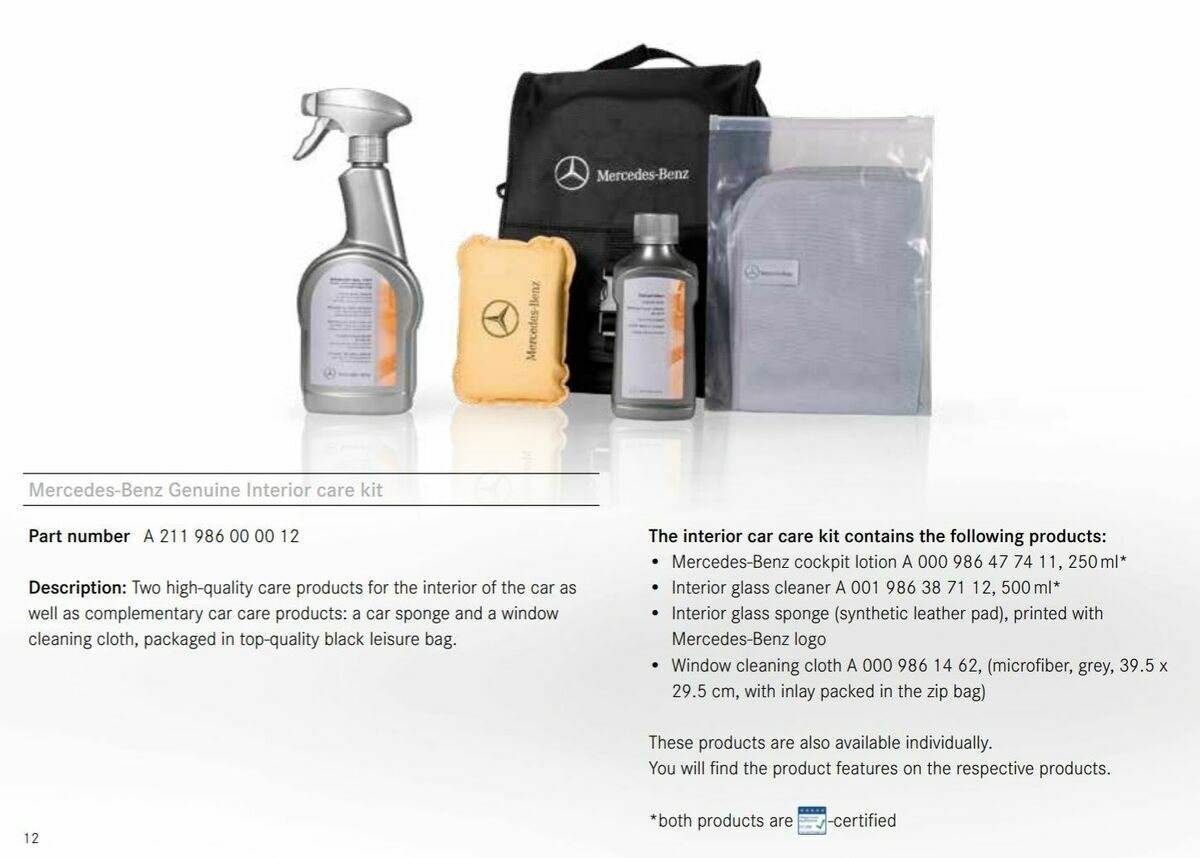 New Genuine Mercedes-Benz Interior Car Care Product Kit OE 211986000013