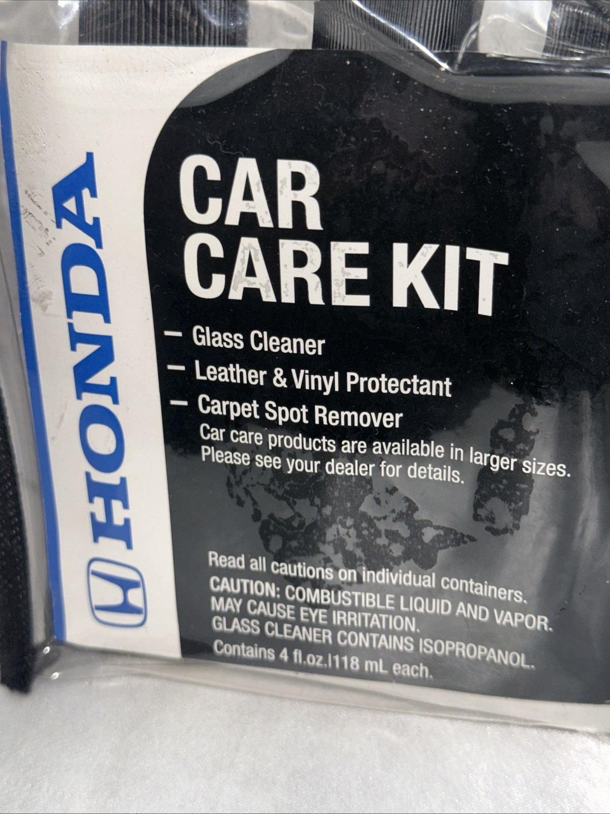 Genuine Honda Car Care Kit 08700-9211 Clear Storage Bag Glass Leather Carpet