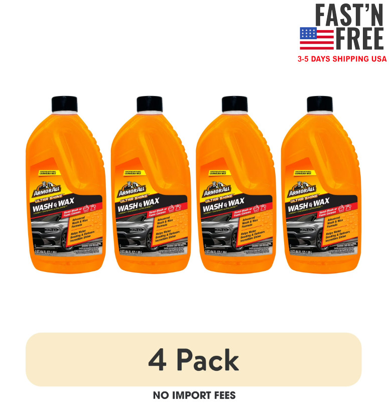 (4 pack) Armor All Ultra Shine Car Wash and Wax for Car Detailing, 64 fl oz