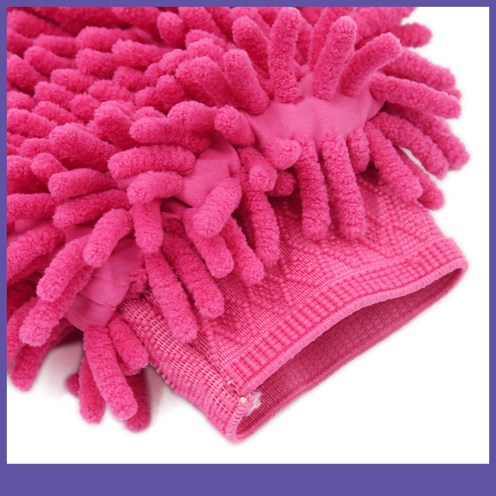 One Car Cleaning Fuchsia Microfiber Chenille Mitten Glove Brush Cleaner