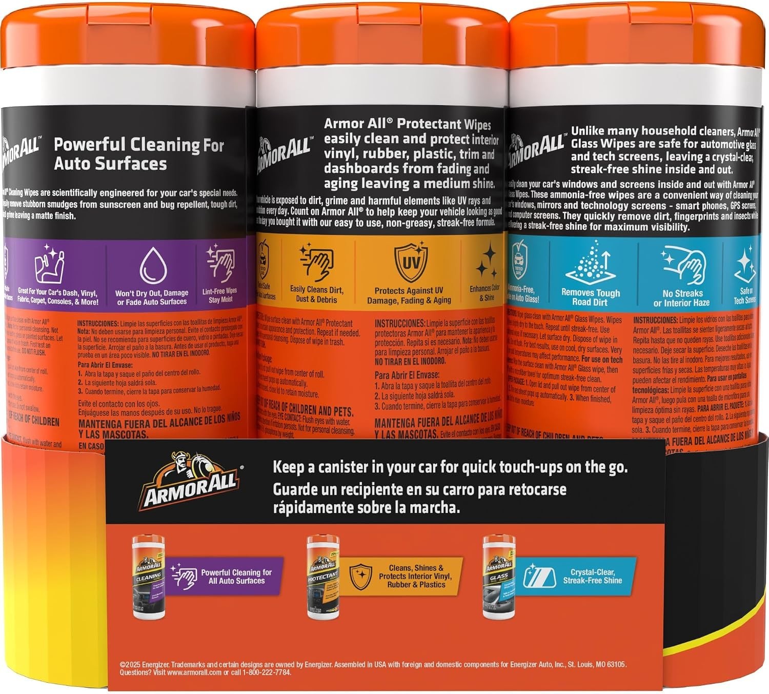 Essential Car Wipe Trio – 90 Count for Interior Glass & Surface Protection