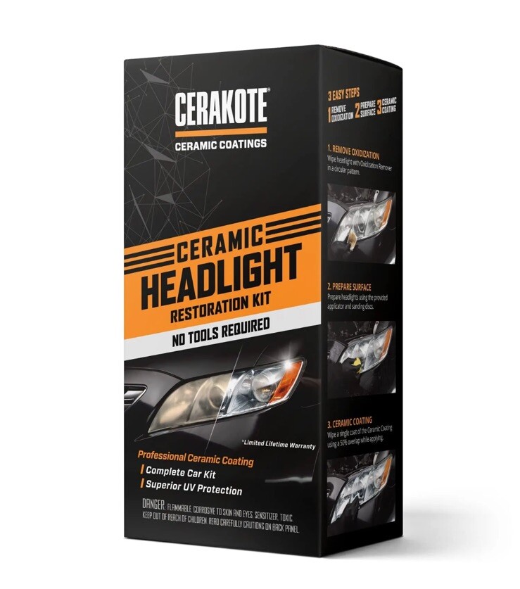CERAKOTE® Ceramic Headlight Restoration Kit – Guaranteed 1 VEHICLE KIT, Clear