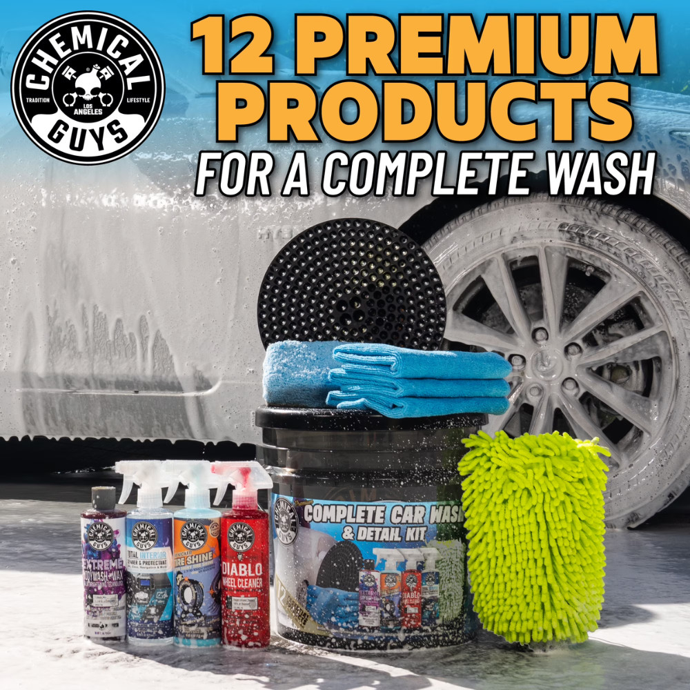 Chemical Guys 12 Piece Car Wash Detail Kit, Complete Premium Cleaning Set Bucket