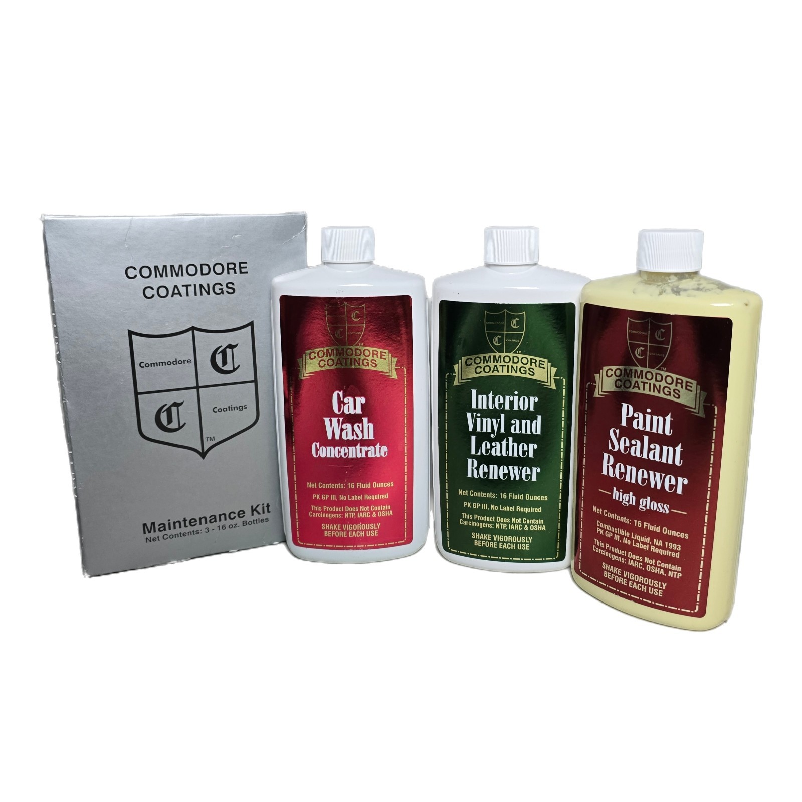 Commodore Coatings Maintenance Kit 3 Bottles New Sealed Car Auto Wash Wax