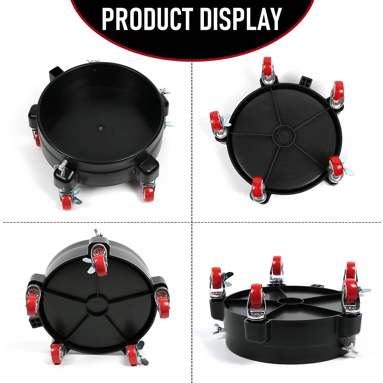 5 Gallon Bucket Dolly with Dirt Guard Black, Black