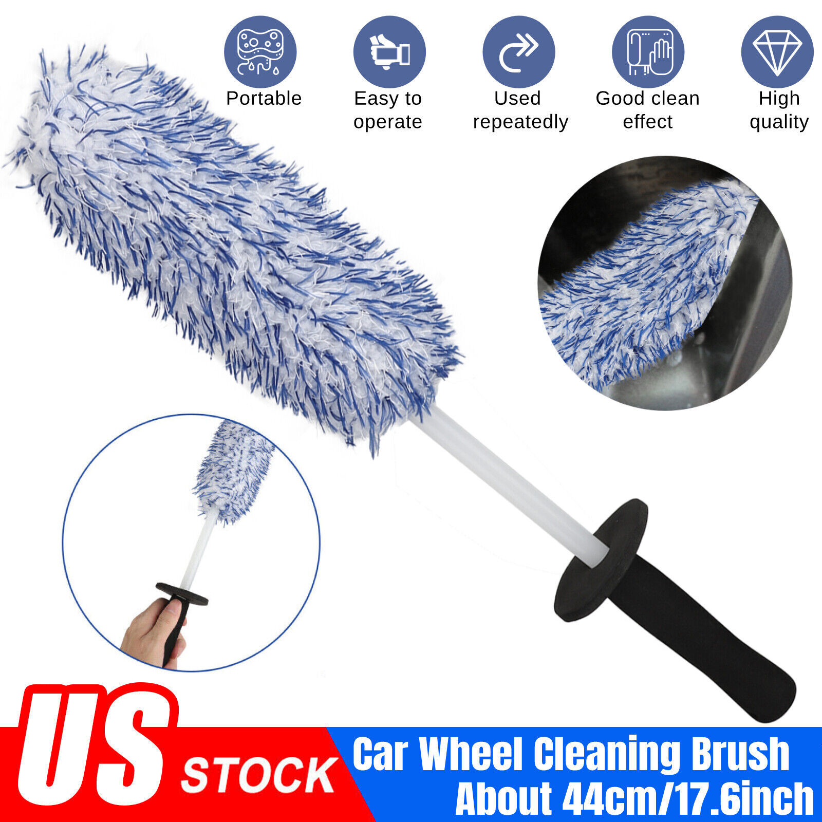 Car Alloy Wheel Cleaning Brush Tool Tire Washing Clean Soft Bristle Cleaner USA