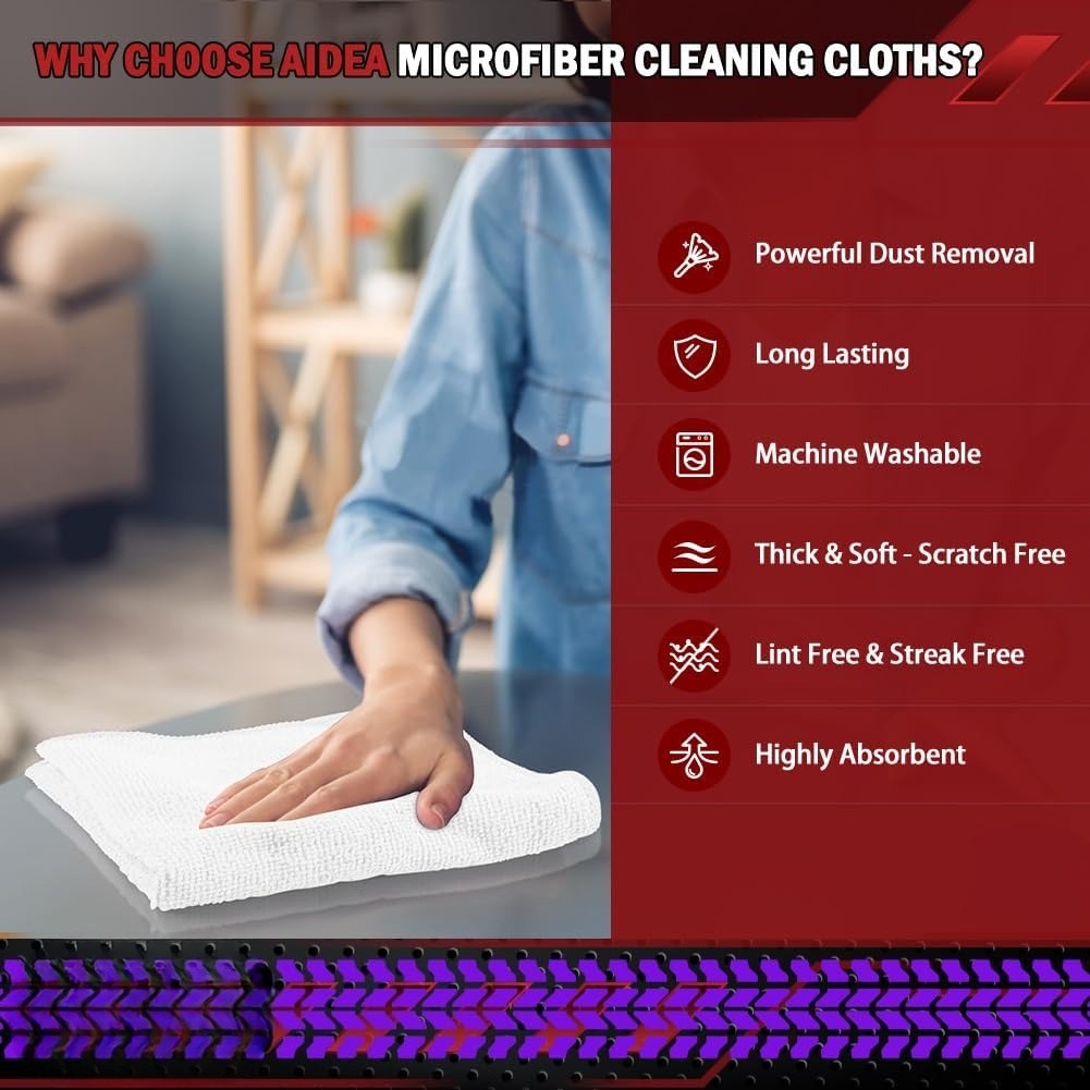 Microfiber Cleaning Cloth White 150PK, Microfiber Towels for Cars, Premium Car