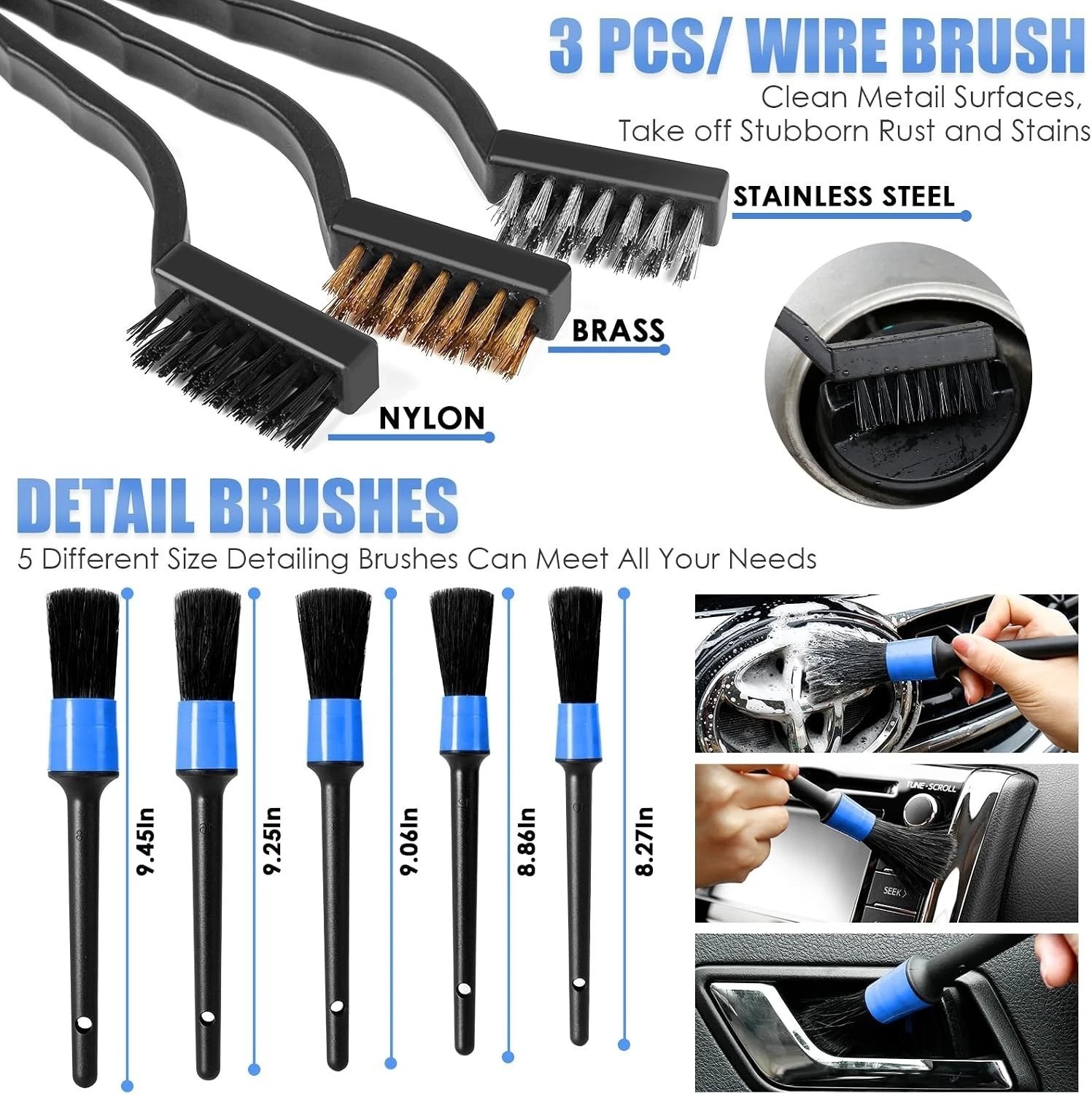 Portable Car Detailing Kit with Powerful Vacuum & Multi-Purpose Cleaning Tools