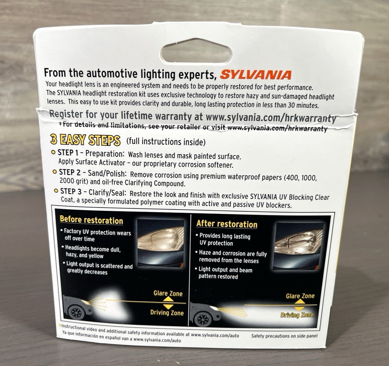 SYLVANIA – Headlight Restoration Kit – 3 Easy Steps to Restore Headlights New