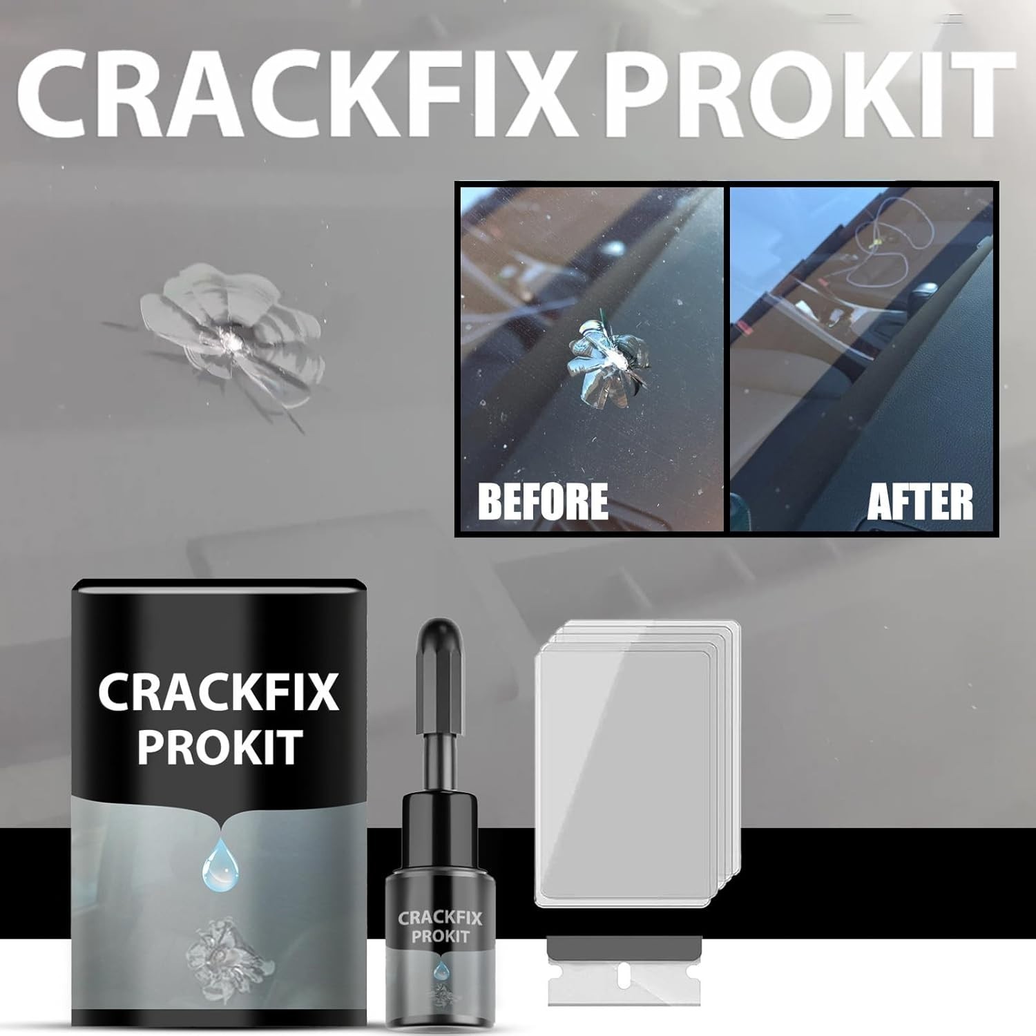 Sinlge Box CrackFix Windshield Repair Kit – Fix Chips & Cracks Fast