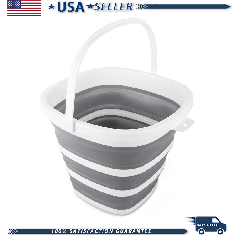 Collapsible Bucket 10L, Portable Foldable Water Pail Handles Cleaning, Size: 10L
