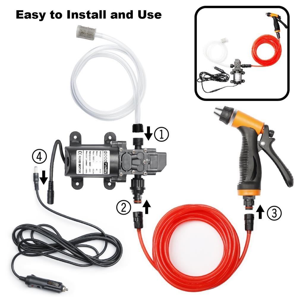 Tool 12V DIY Electric Washdown Pump Sprayer Kit Cleaner Car 160PSI Wash Washer ！