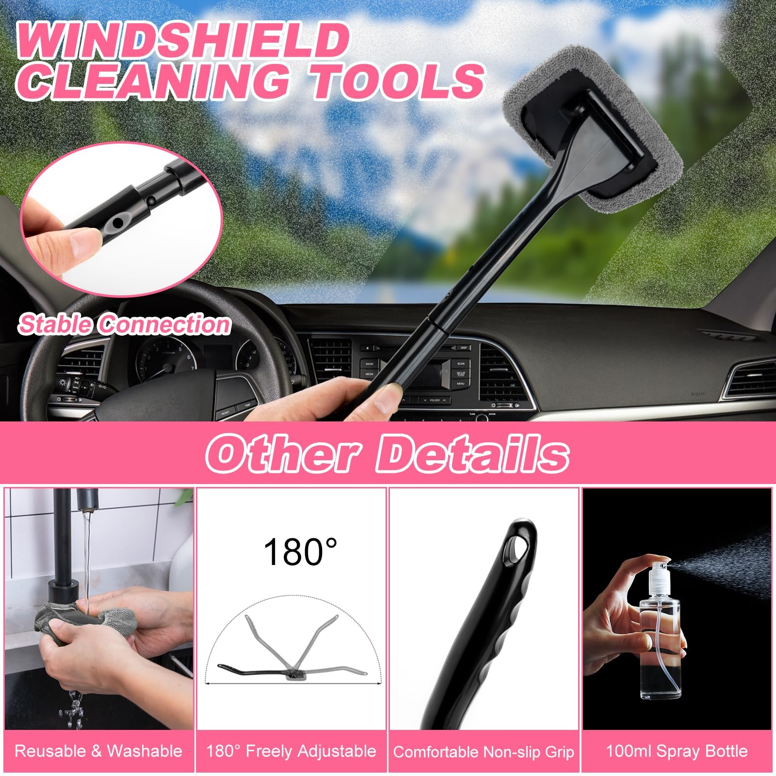 20pcs Car Cleaning Wash Kit Interior Detailing Cleaner Kit With High Power Handh