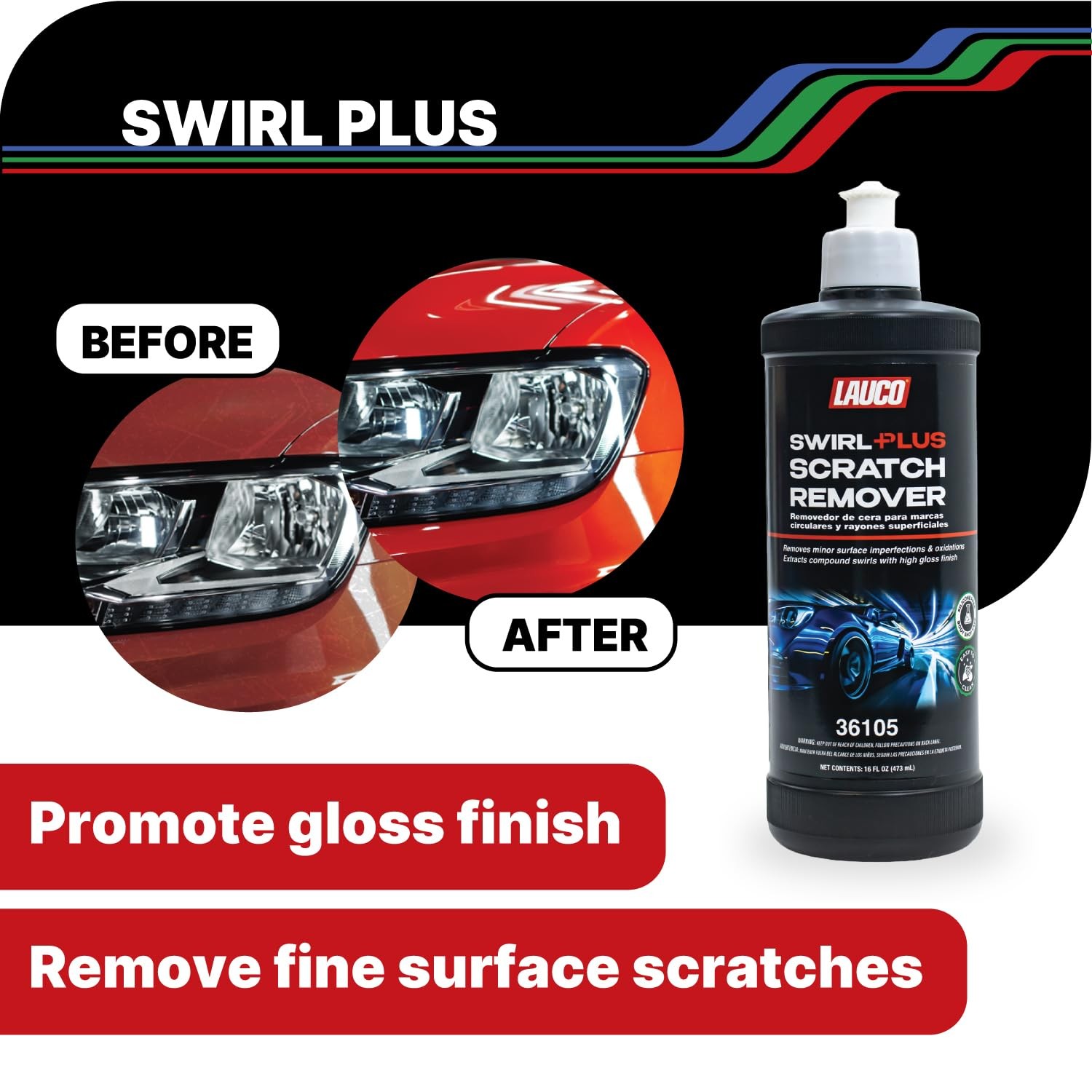 LAUCO Paint Correction Compounds Step 1, 2, 3, Swirl Remover 8oz Kits, with…