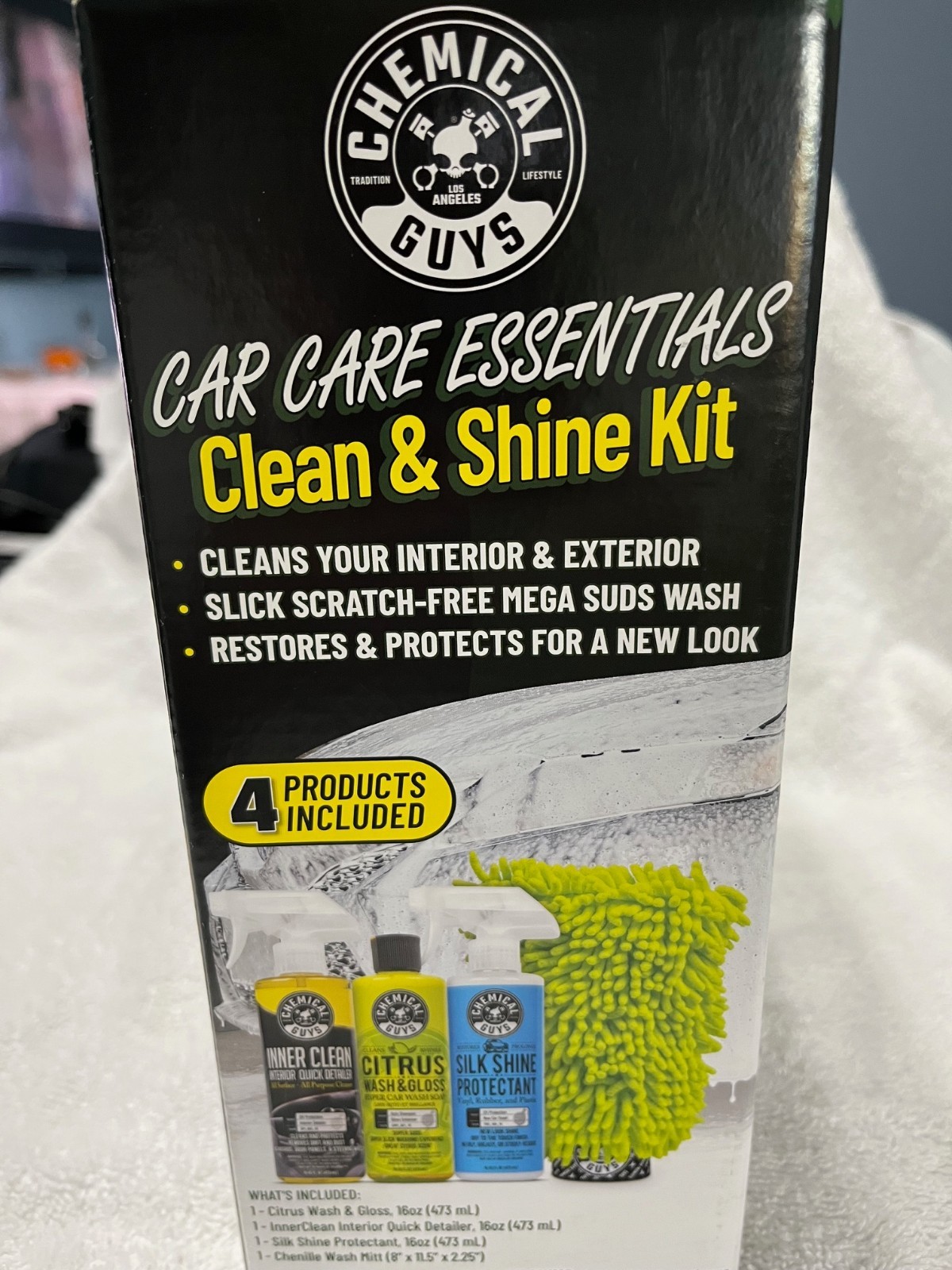 Chemical Guys Car Care Essentials Clean & Shine Kit 4 Products Included NEW!