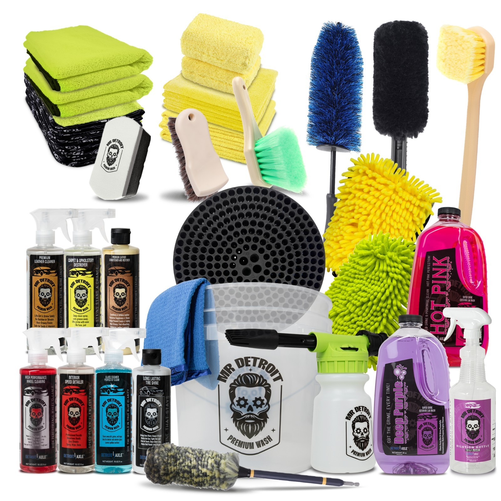 Mr. Detroit – 29pc Ultimate Car Detailing Kit – Pro Wash, Wheel & Interior Care