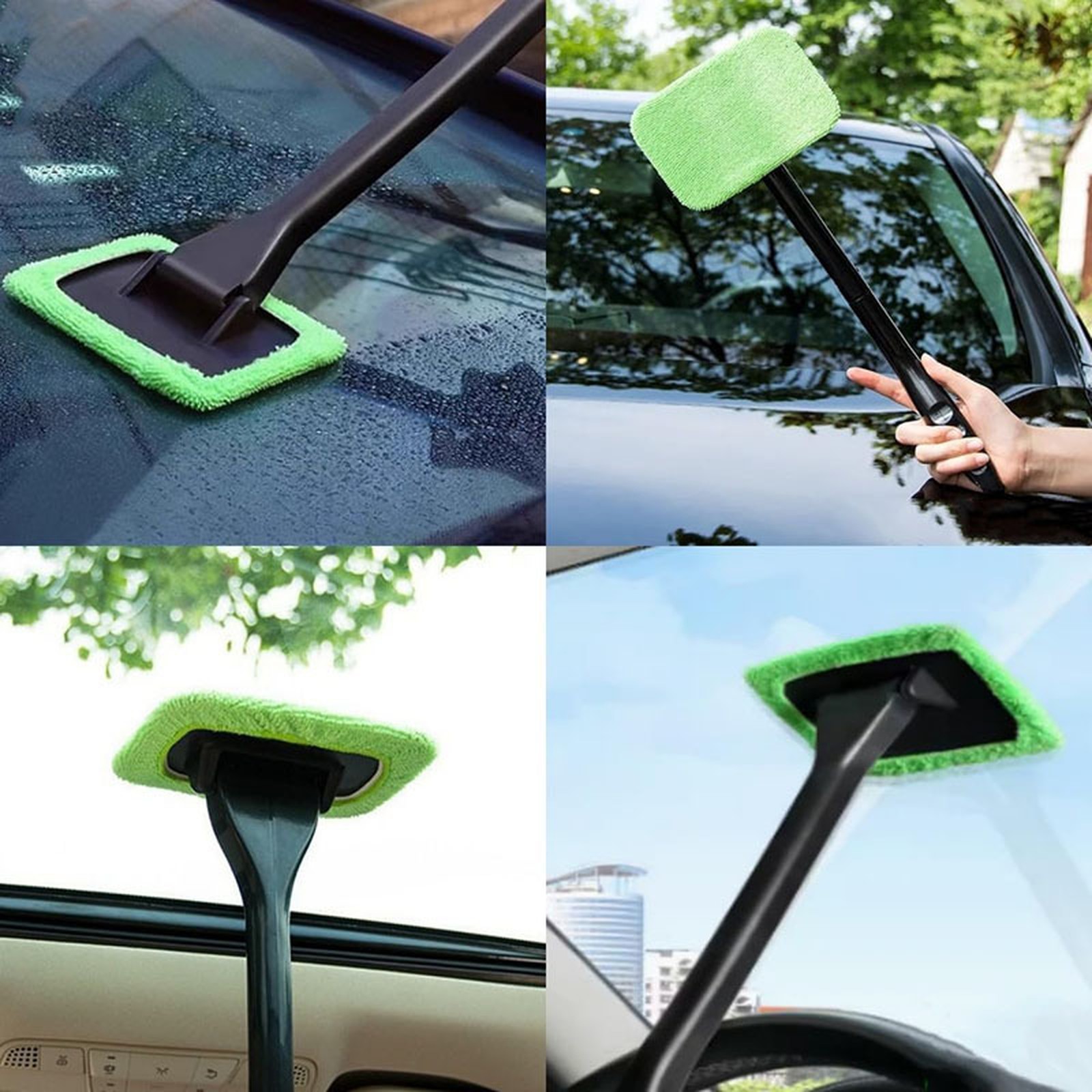 Car Windshield Screen Demister Cleaning Wash Brush Five Green Replacement Cloths