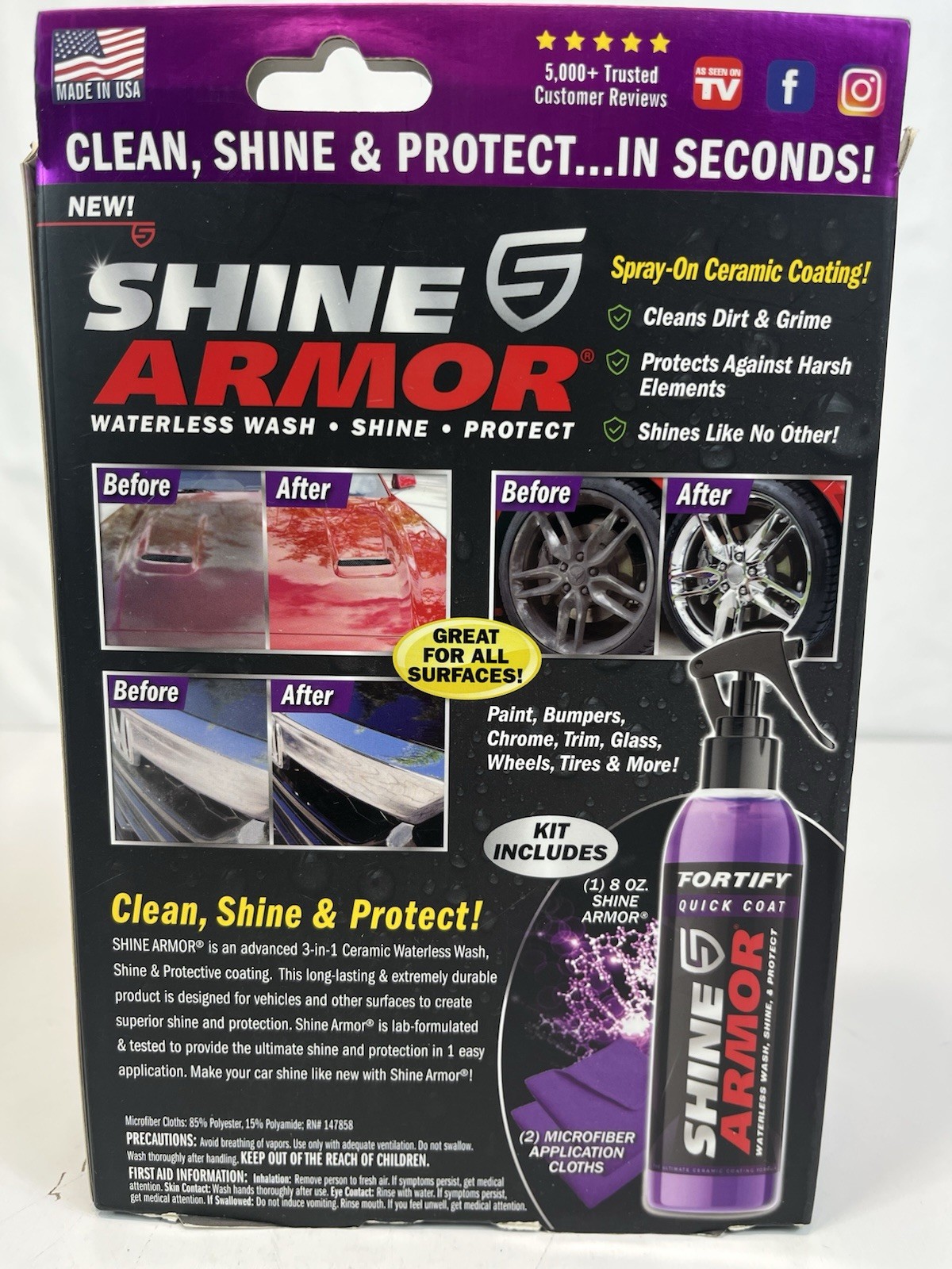 Shine Armor Auto Care Kit Complete Unused Waterless Wash Shine and Protect