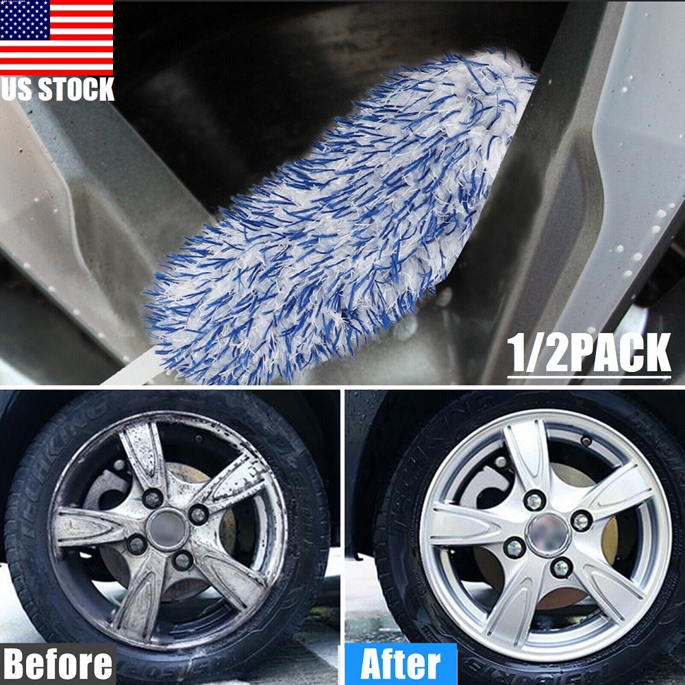 2× Car Alloy Wheel Cleaning Brush Tool Tire Washing Clean Soft Bristle Cleaner