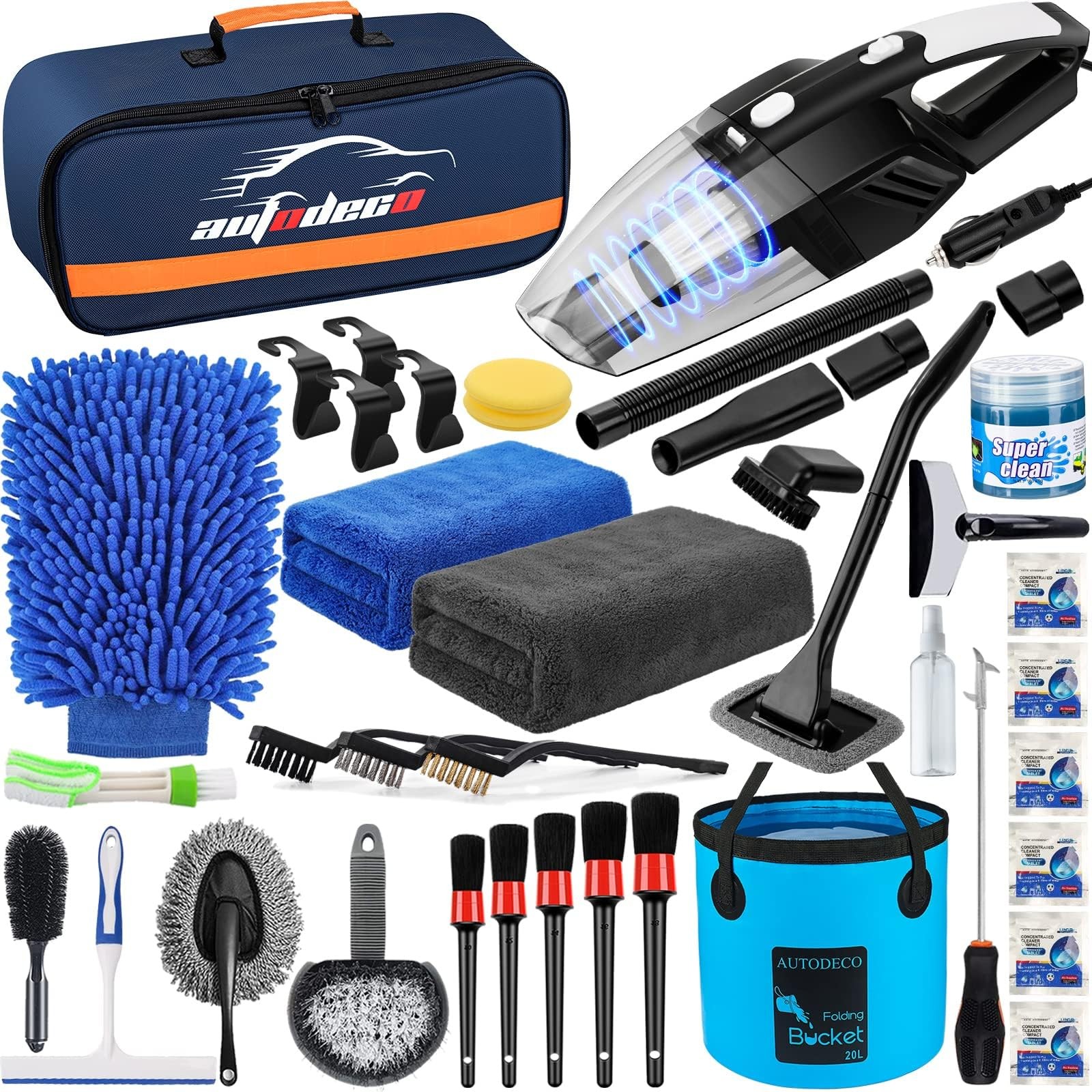41pcs Car Cleaning Wash Kit Interior Detailing Cleaner Kit With High Power Handh