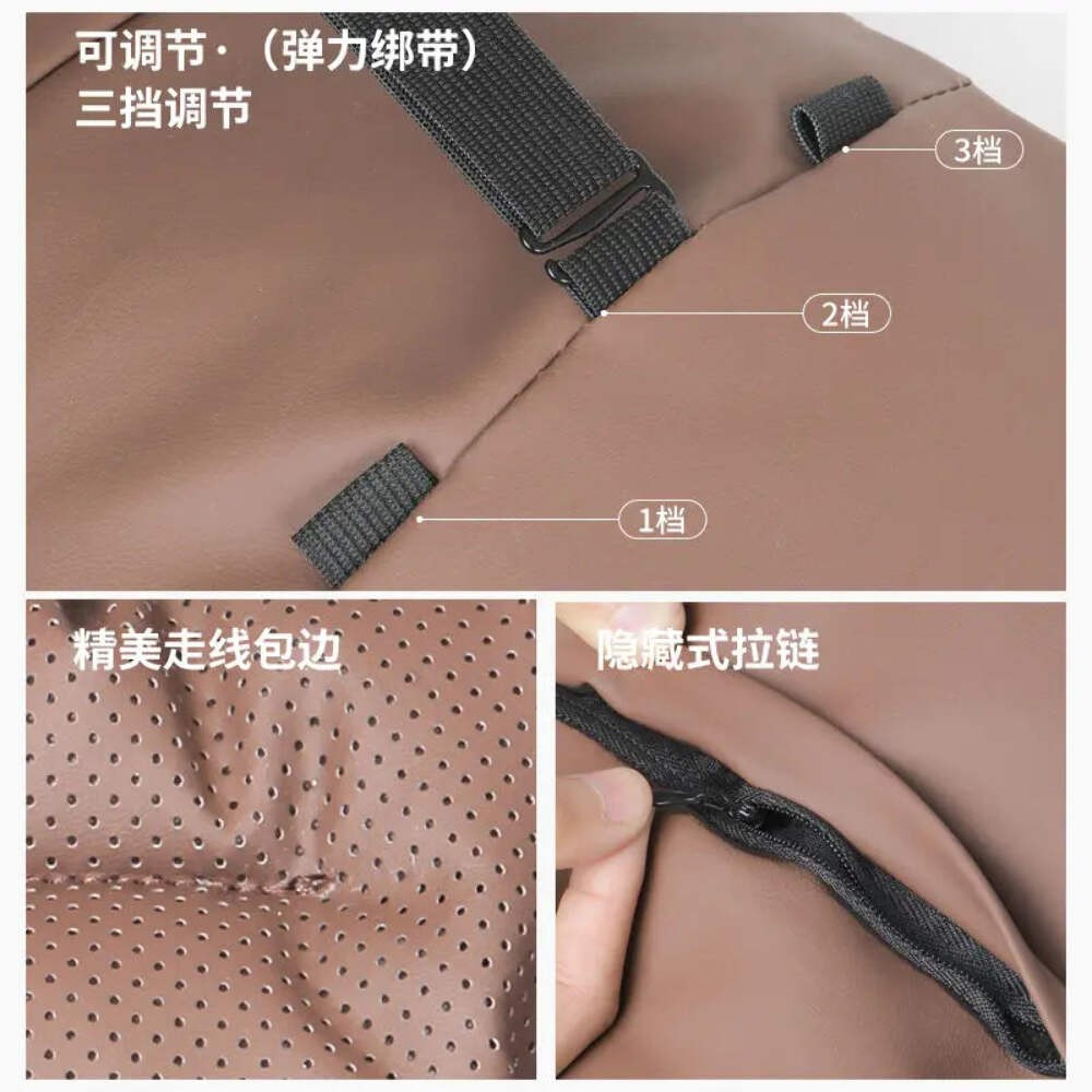 Memory Leather Car Headrest Neck Support Backrest Breathable Punched Design
