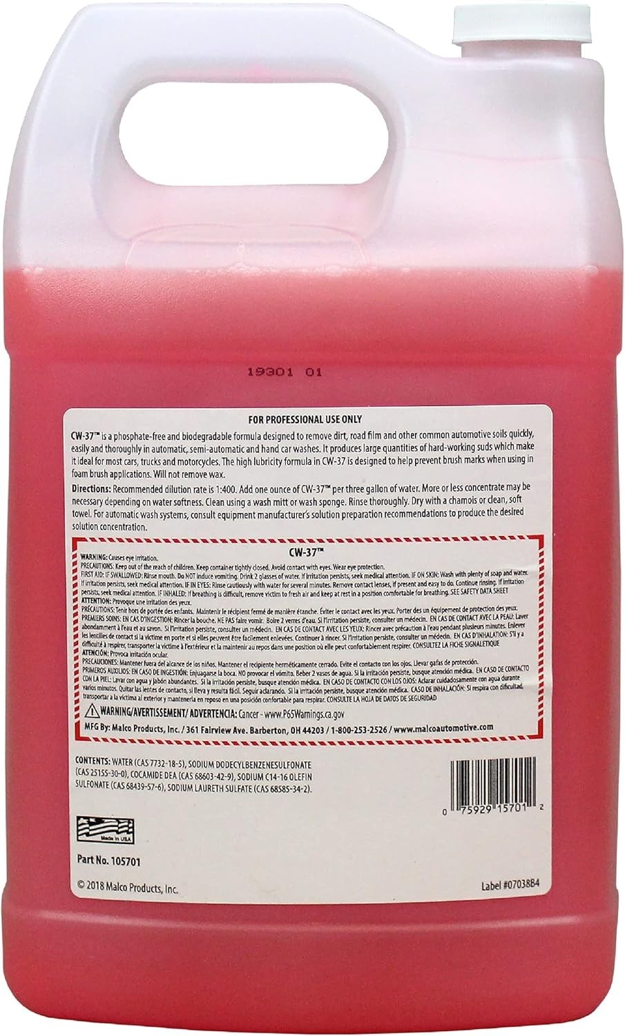 CW-37 Car Wash Concentrate – High Foaming Car & Truck Wash Soap/Removes Road…